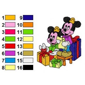 Mickey Mouse Family in Christmas Day Embroidery Design